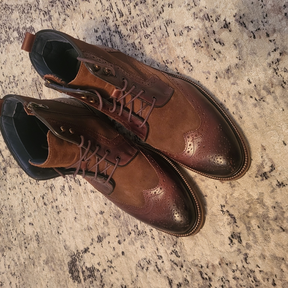 Men's Brown Leather Brogue Boots